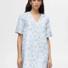 SELECTED BLOMSTERTRYCKT KORT KLÄNNING Blue Store