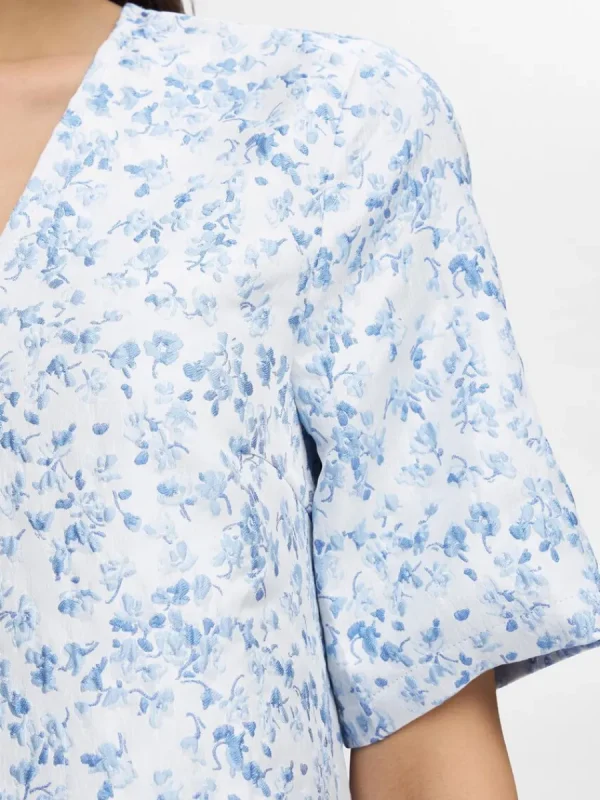 SELECTED BLOMSTERTRYCKT KORT KLÄNNING Blue Store