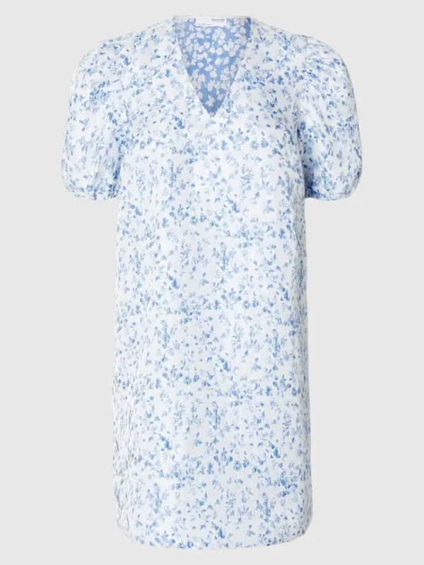 SELECTED BLOMSTERTRYCKT KORT KLÄNNING Blue Store