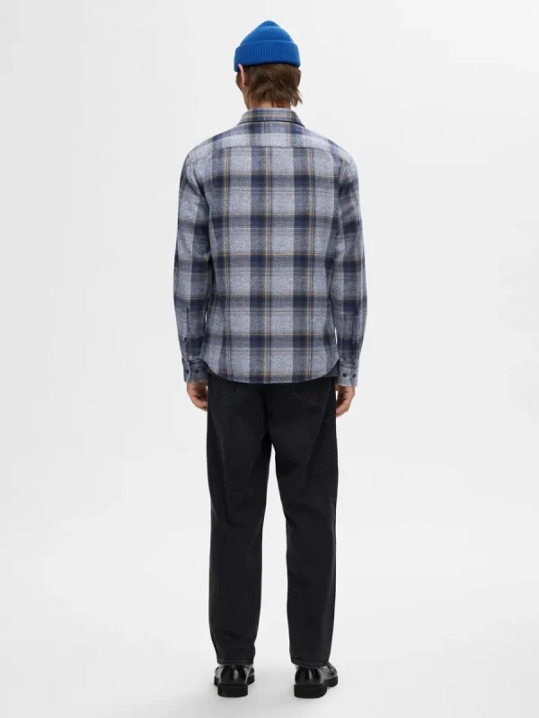 SELECTED 100% BOMULL FLANELLSKJORTA Blue Outlet