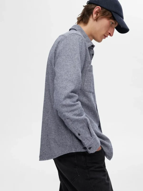 SELECTED 100% BOMULL FLANELLSKJORTA Blue Cheap