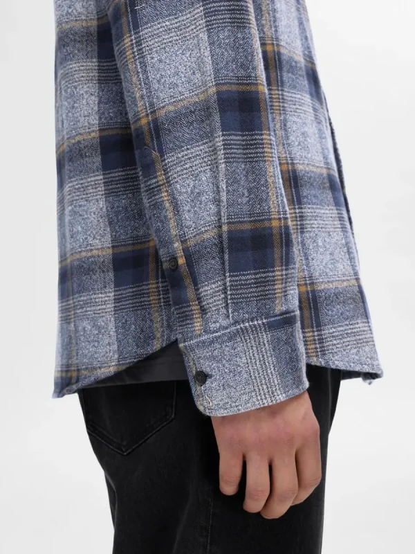 SELECTED 100% BOMULL FLANELLSKJORTA Blue Outlet