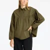 SELECTED 100% BOMULL LÅNGÄRMAD BLUS Green Best Sale