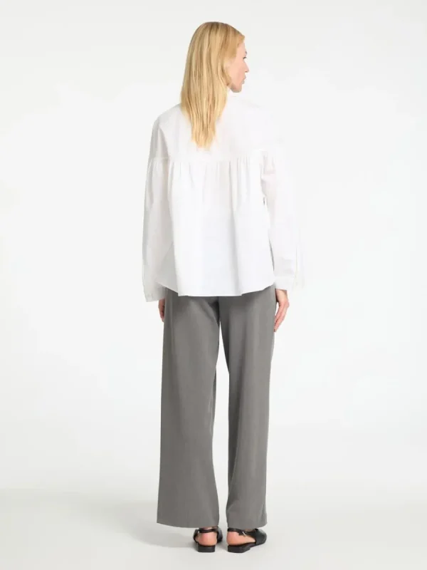SELECTED 100% BOMULL LÅNGÄRMAD BLUS White Sale