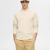 SELECTED 100% BOMULL LÅNGÄRMAD PIKÉTRÖJA Beige Hot