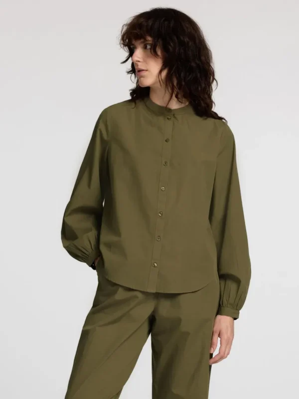 SELECTED 100% BOMULL LÅNGÄRMAD SKJORTA Green Cheap