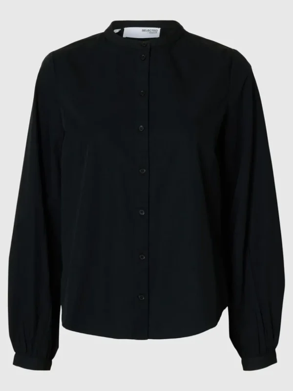 SELECTED 100% BOMULL LÅNGÄRMAD SKJORTA Black Shop