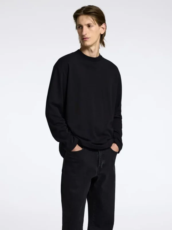 SELECTED 100% BOMULL LÅNGÄRMAD TOPP Black Outlet