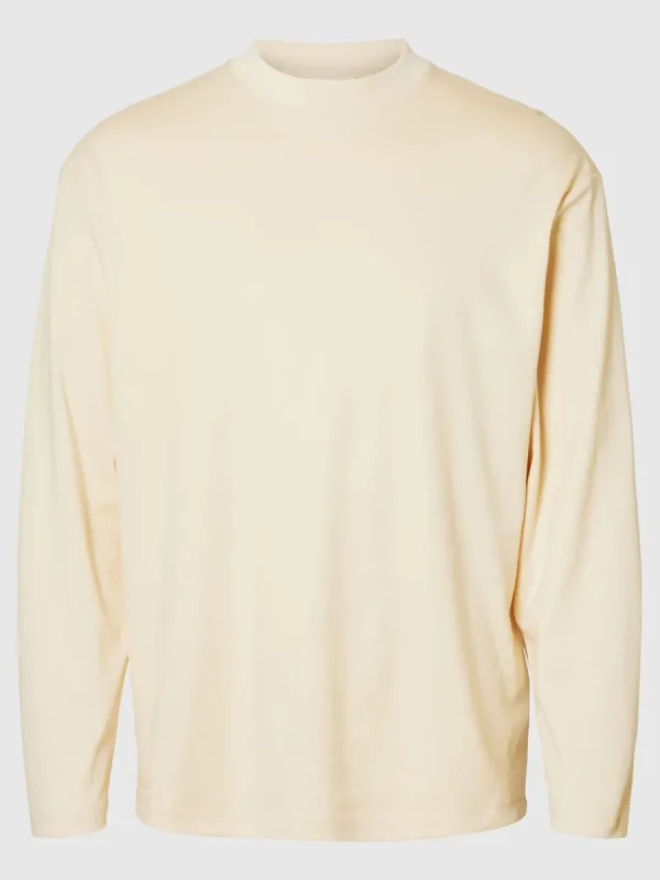 SELECTED 100% BOMULL LÅNGÄRMAD TOPP Beige Store