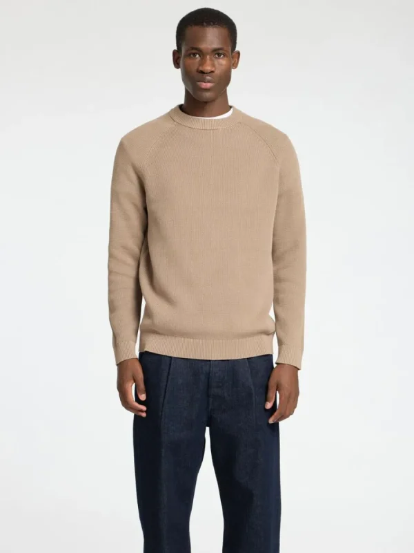 SELECTED 100% BOMULL RUNDRINGAD TRÖJA Beige Sale