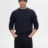 SELECTED 100% BOMULL RUNDRINGAD TRÖJA Blue Store