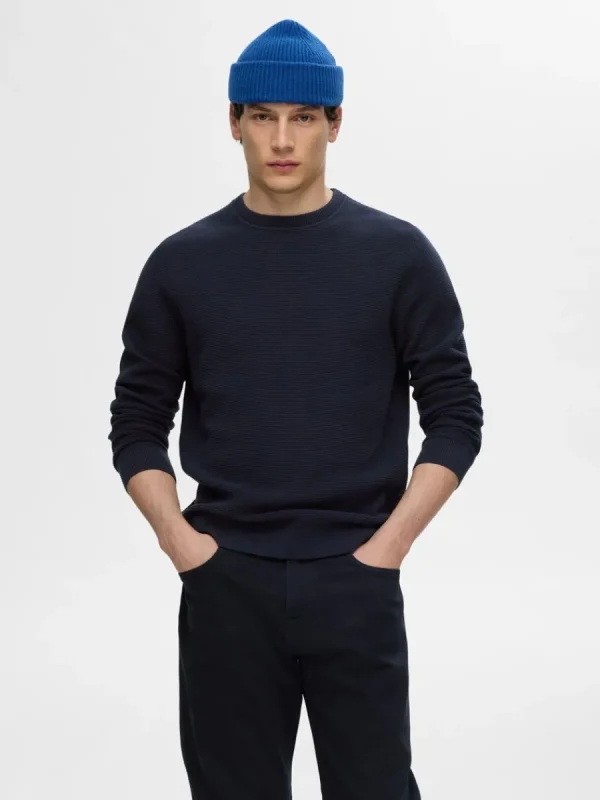 SELECTED 100% BOMULL RUNDRINGAD TRÖJA Blue Store