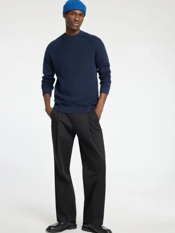 SELECTED 100% BOMULL RUNDRINGAD TRÖJA Blue Shop