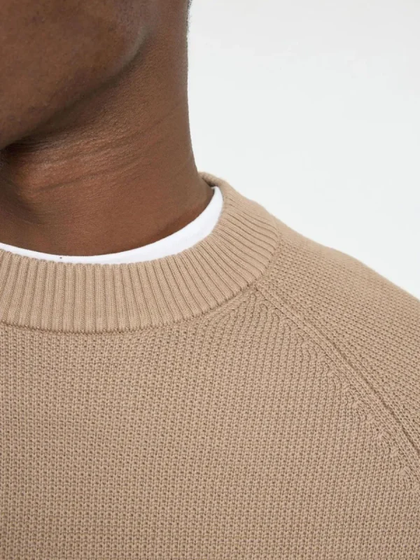 SELECTED 100% BOMULL RUNDRINGAD TRÖJA Beige Sale