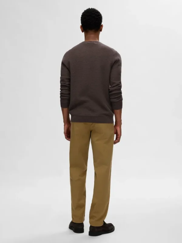 SELECTED 100% BOMULL RUNDRINGAD TRÖJA Brown Cheap