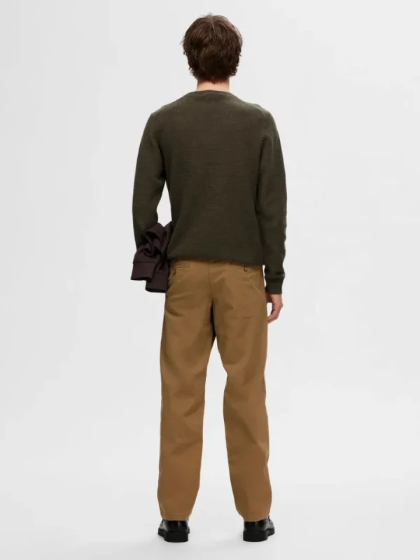 SELECTED 100% BOMULL RUNDRINGAD TRÖJA Green Shop