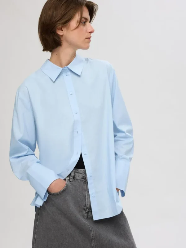 SELECTED 100% BOMULL SKJORTA Blue Fashion