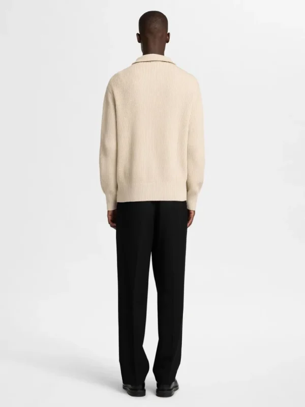SELECTED 100% BOMULL TRÖJA MED HALVLÅNGT BLIXTLÅS Beige Online