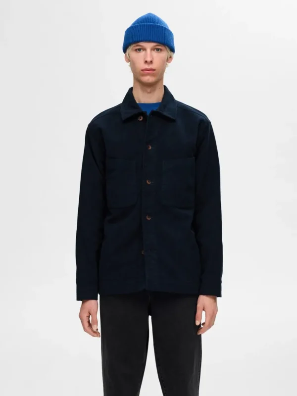 SELECTED 100% BOMULL ÖVERSKJORTA Blue Clearance