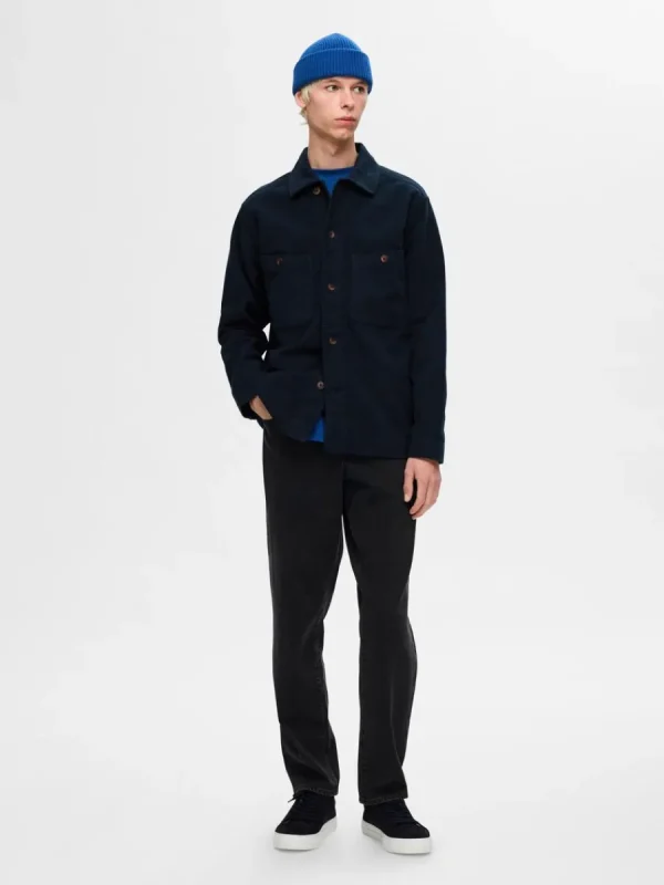 SELECTED 100% BOMULL ÖVERSKJORTA Blue Clearance