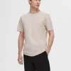 SELECTED BOMULLS-SLUB T-SHIRT Beige Shop