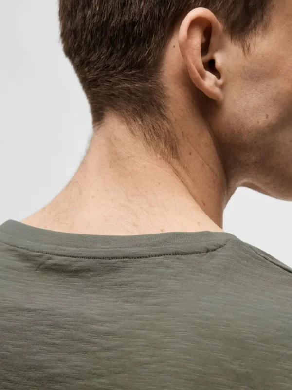 SELECTED BOMULLS-SLUB T-SHIRT Green Clearance