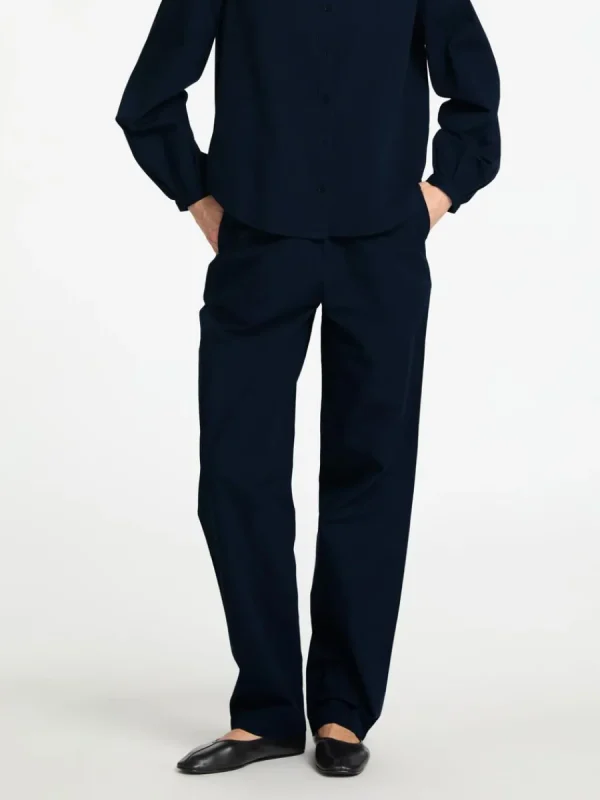SELECTED BOMULLSSYDD BYXOR MED HÖG MIDJA Blue Discount