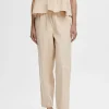SELECTED BOMULLSSYDD BYXOR MED HÖG MIDJA Beige Fashion