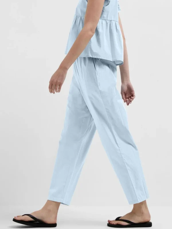 SELECTED BOMULLSSYDD BYXOR MED HÖG MIDJA Blue Best Sale