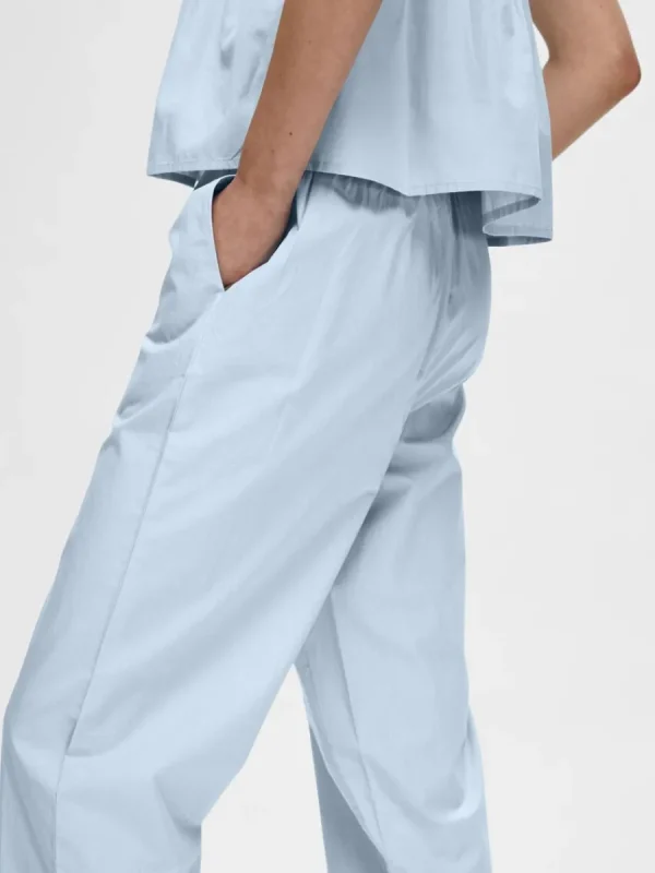 SELECTED BOMULLSSYDD BYXOR MED HÖG MIDJA Blue Best Sale