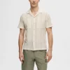 SELECTED BOMULLSSYDD KORTÄRMAD SKJORTA Beige Shop