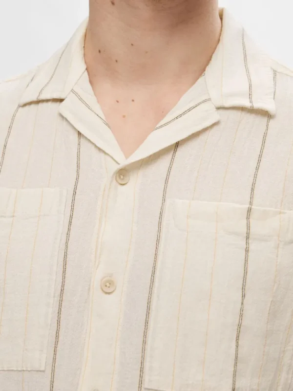 SELECTED BOMULLSSYDD KORTÄRMAD SKJORTA Beige Shop