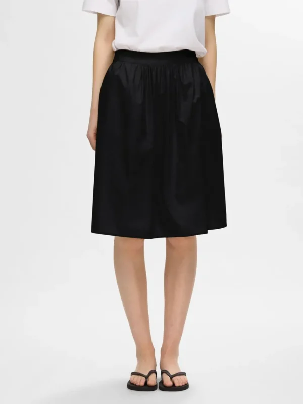 SELECTED BOMULLSSYDD MIDIKJOL Black Sale
