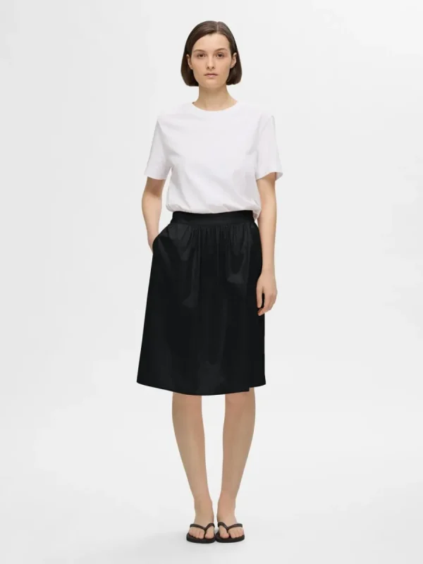 SELECTED BOMULLSSYDD MIDIKJOL Black Sale