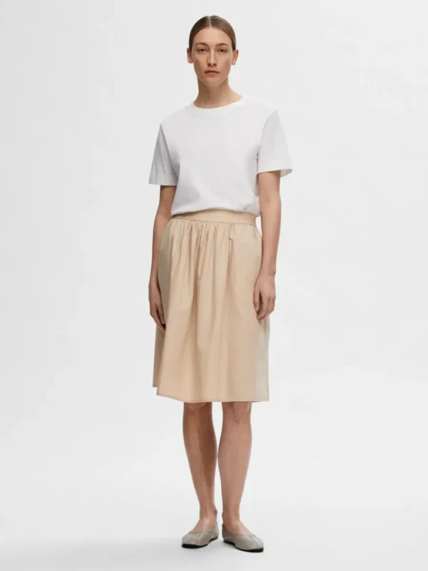 SELECTED BOMULLSSYDD MIDIKJOL Beige Cheap