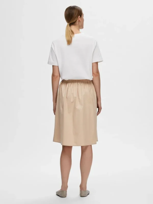 SELECTED BOMULLSSYDD MIDIKJOL Beige Cheap