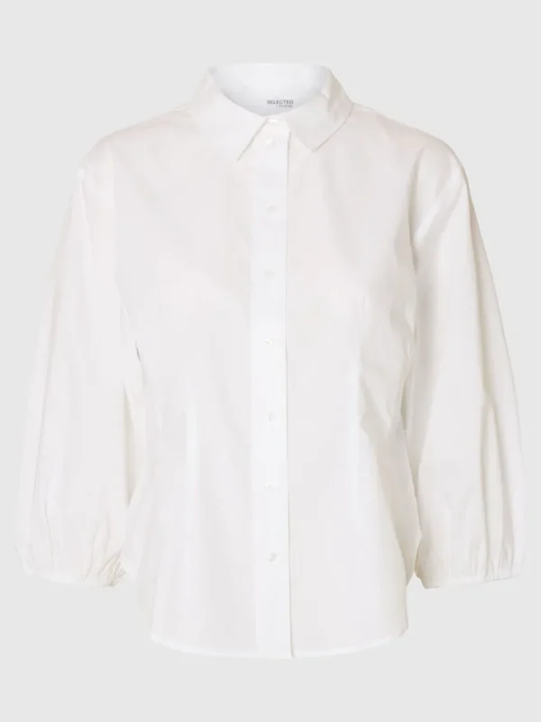 SELECTED BOMULLSSYDD SKJORTA MED 3/4-ÄRMAR White Outlet