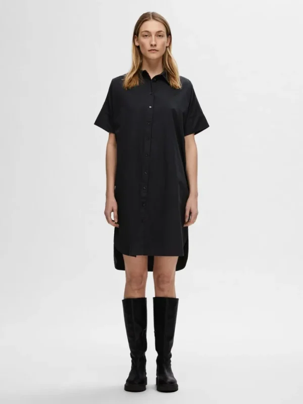 SELECTED BOMULLSSYDD SKJORTKLÄNNING Black Shop