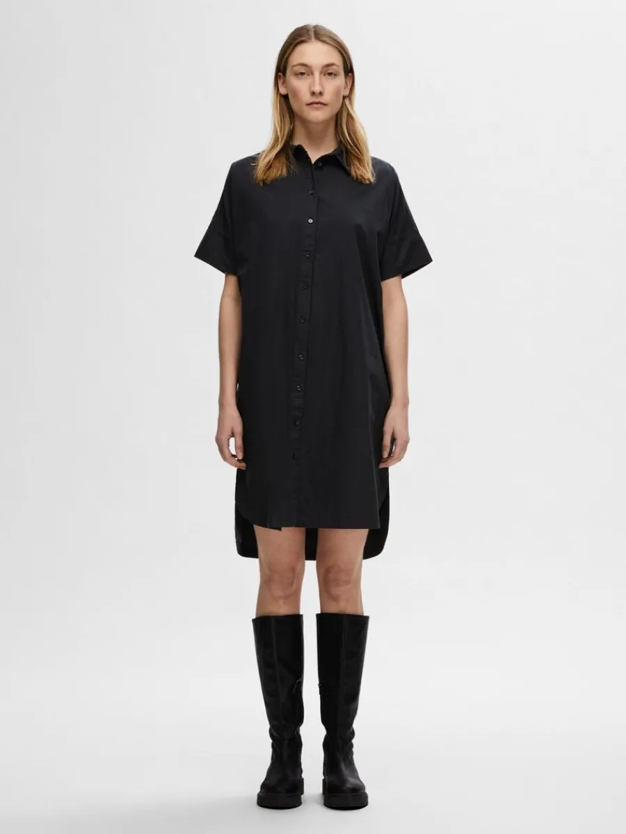 bomullssydd_skjortklnning_1.webp SELECTED BOMULLSSYDD SKJORTKLÄNNING Black Shop