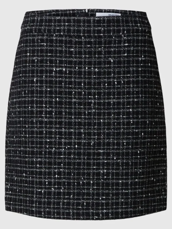 SELECTED BOUCLÉ MINIKJOL Black Best