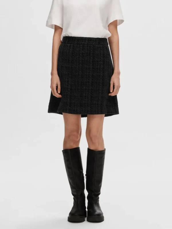 SELECTED BOUCLÉ MINIKJOL Black Outlet
