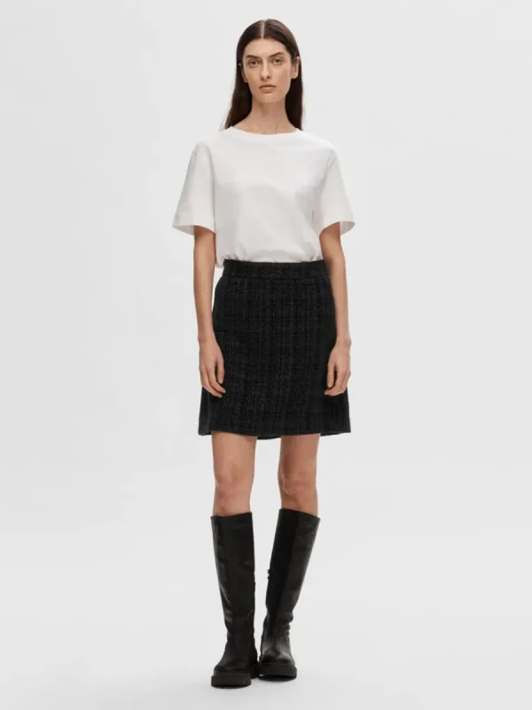 SELECTED BOUCLÉ MINIKJOL Black Outlet
