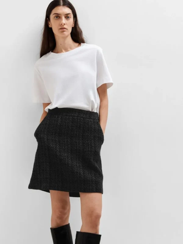 SELECTED BOUCLÉ MINIKJOL Black Outlet