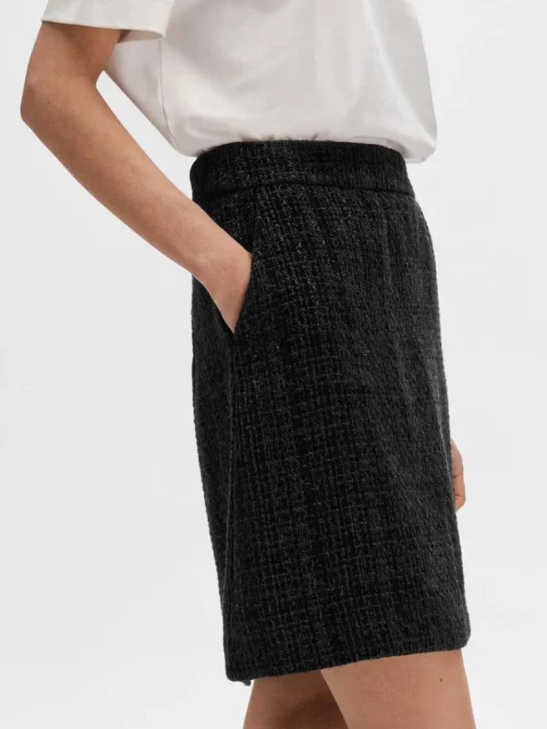 SELECTED BOUCLÉ MINIKJOL Black Outlet