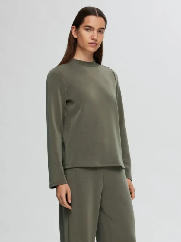SELECTED BOXY FIT LÅNGÄRMAD T-SHIRT Green Outlet