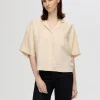 SELECTED BOXY KORTÄRMAD SKJORTA Beige Sale