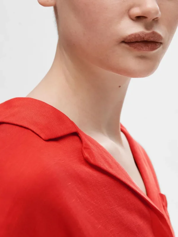SELECTED BOXY KORTÄRMAD SKJORTA Red New