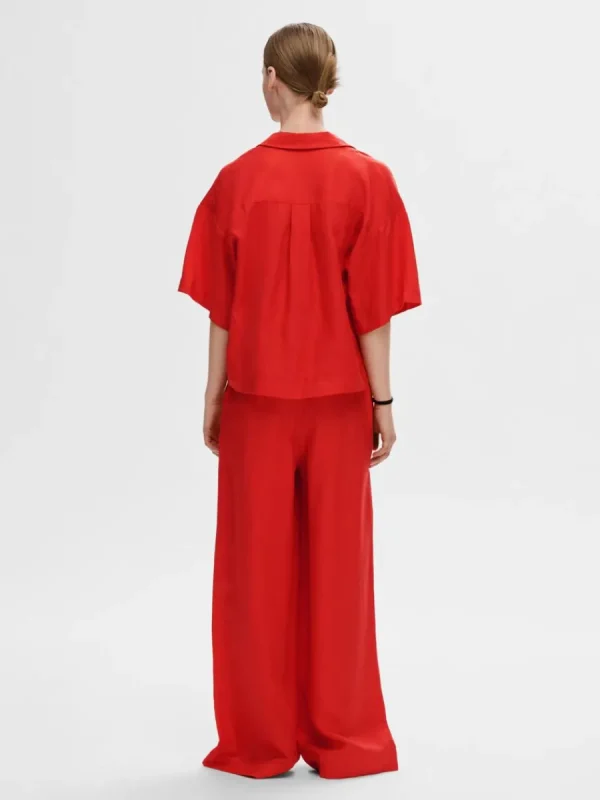 SELECTED BOXY KORTÄRMAD SKJORTA Red New