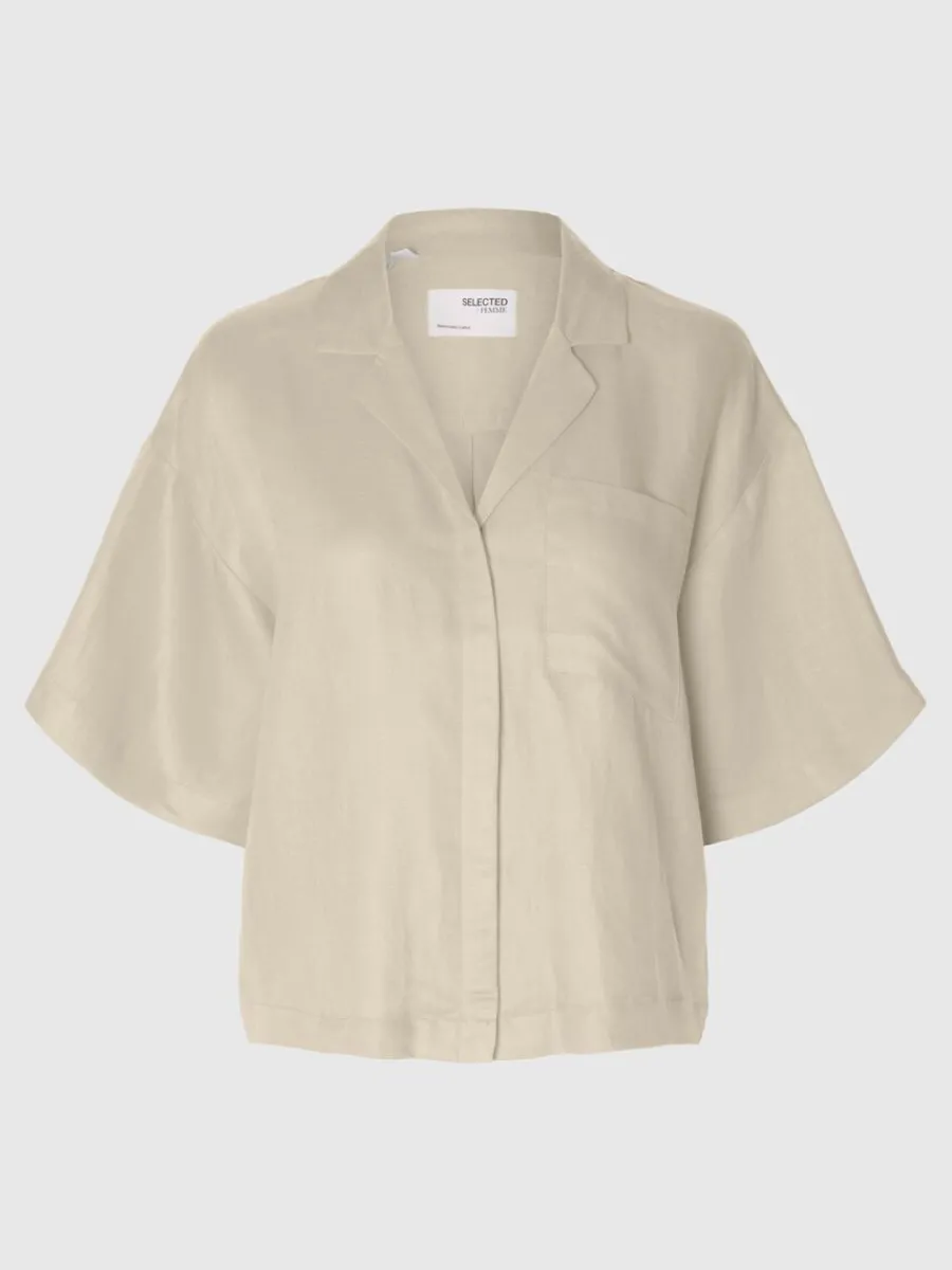 boxy_kortrmad_skjorta_5.webp SELECTED BOXY KORTÄRMAD SKJORTA Beige Sale