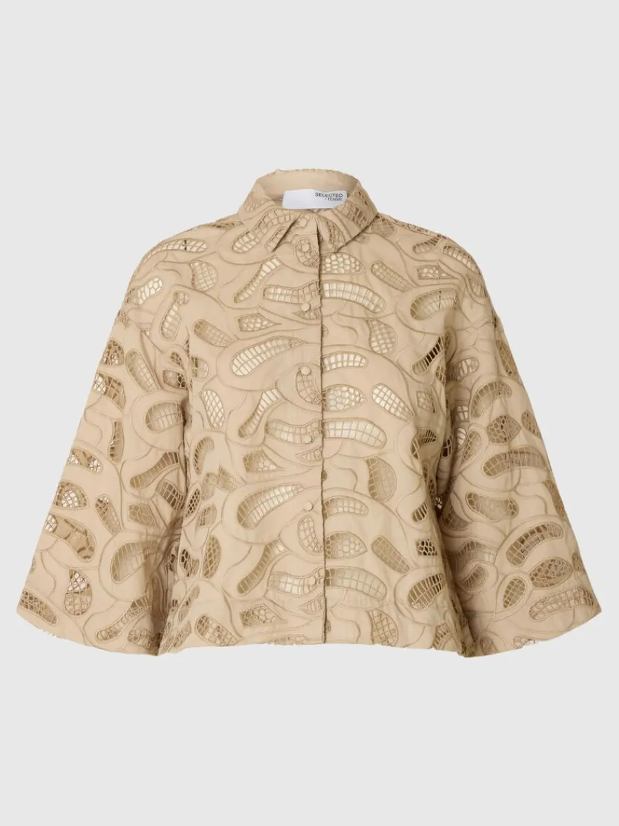 broderie_anglaise_croppad_5-1.webp SELECTED BRODERIE ANGLAISE CROPPAD SKJORTA Beige Cheap